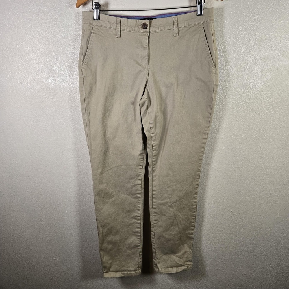Nautica Jeans Pants Womens‎ 8 Beige Chino Twill Stretch Tapered Casual 30x28